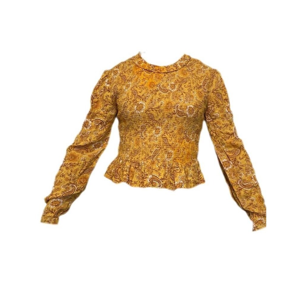 Vtg Boho Patrons Of Peace Cropped Top W/Ruffle, Small, Orange...